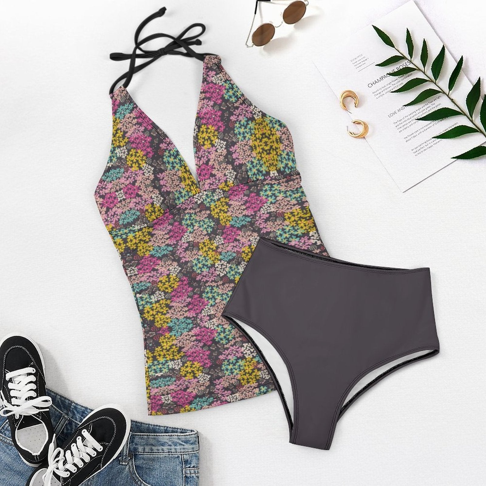Summer Vibes 2-Piece Women's Halter Tankini