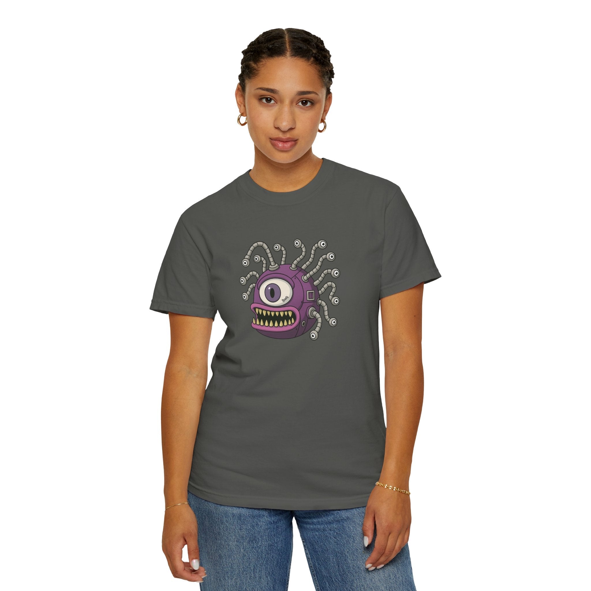 Retro Purple One-Eyed Creature Graphic Tee