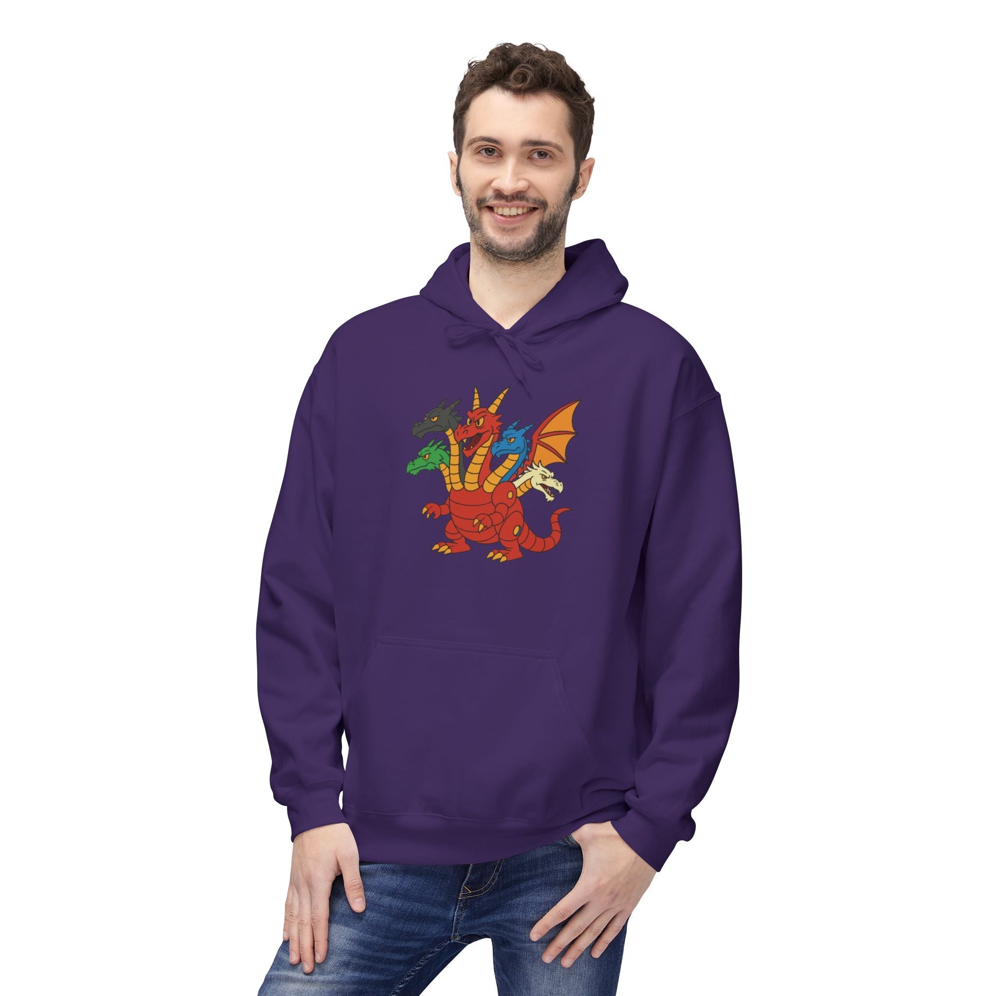 Welsh Dragon Crest Hoodie — Tri-Dragon Wales Emblem Sweatshirt