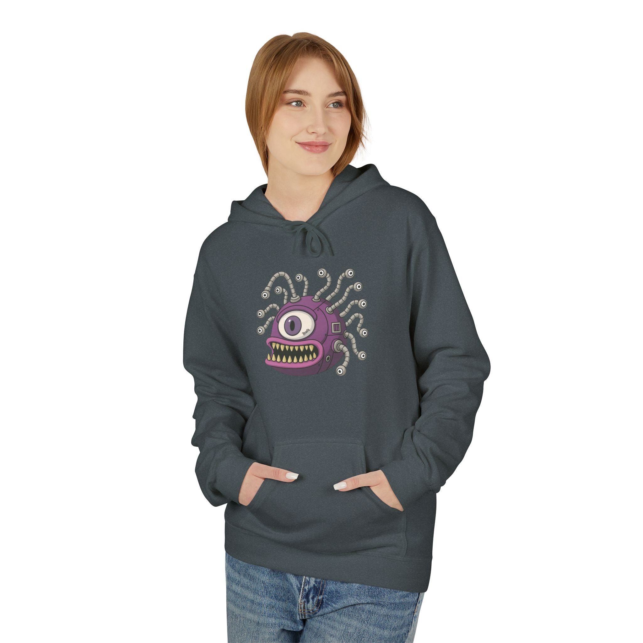 Beholder Monster Hoodie — Purple One-Eyed Creature Pullover