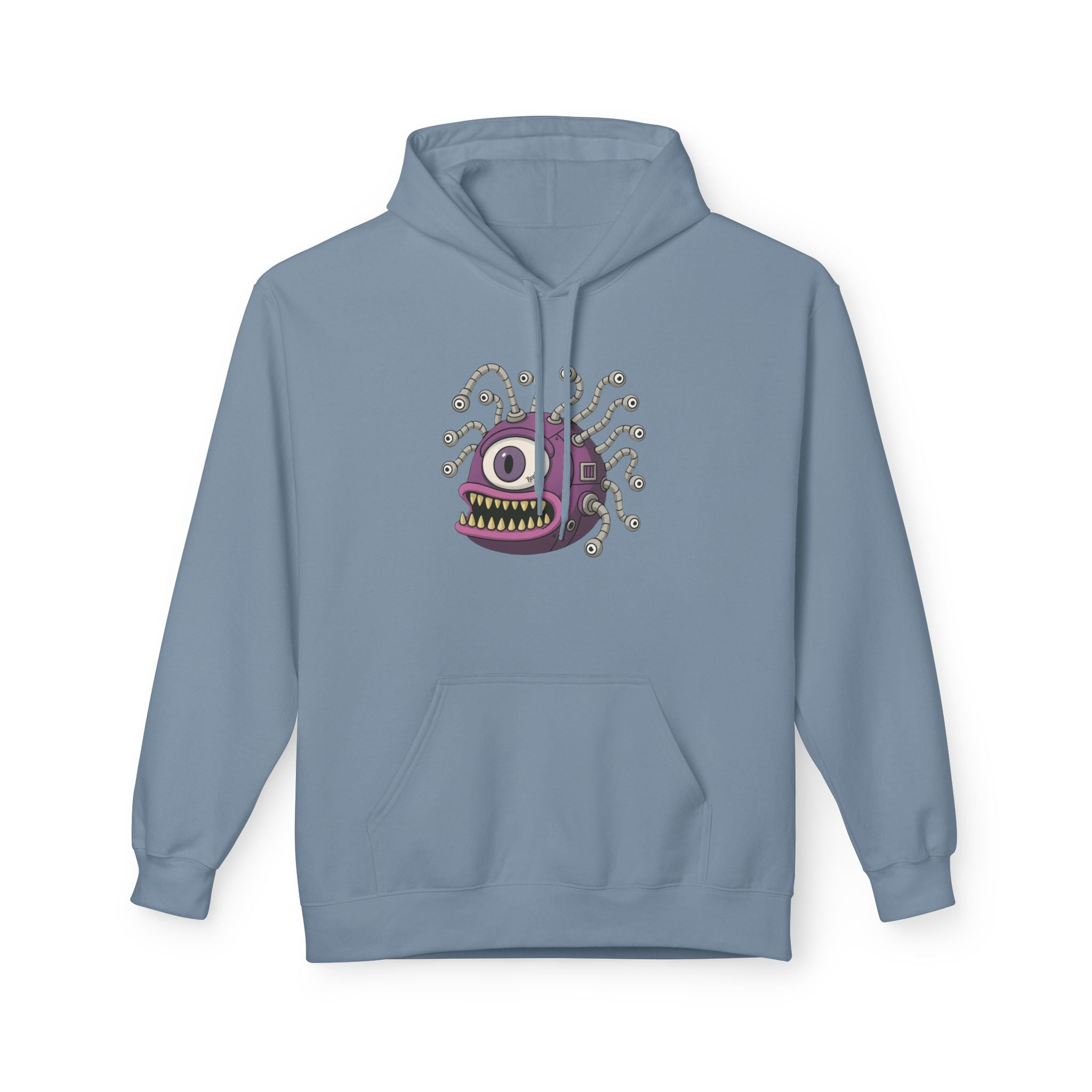Beholder Monster Hoodie — Purple One-Eyed Creature Pullover