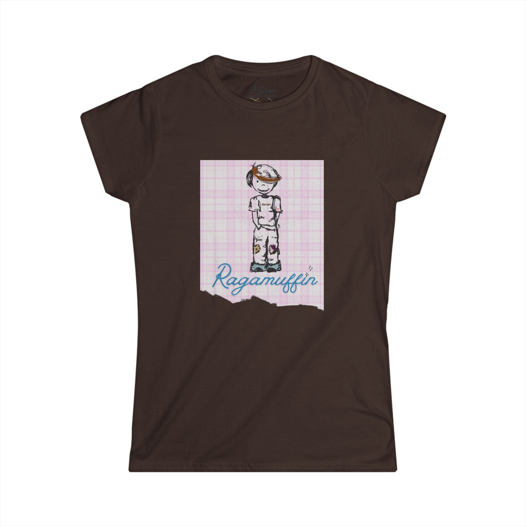 Ragamuffin Graphic Tee — Vintage Kid Illustration on Pink Plaid