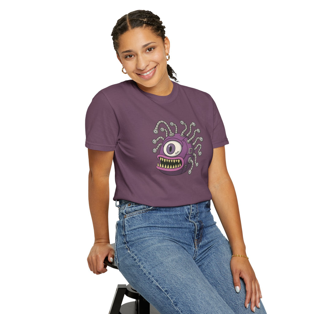 Retro Purple One-Eyed Creature Graphic Tee