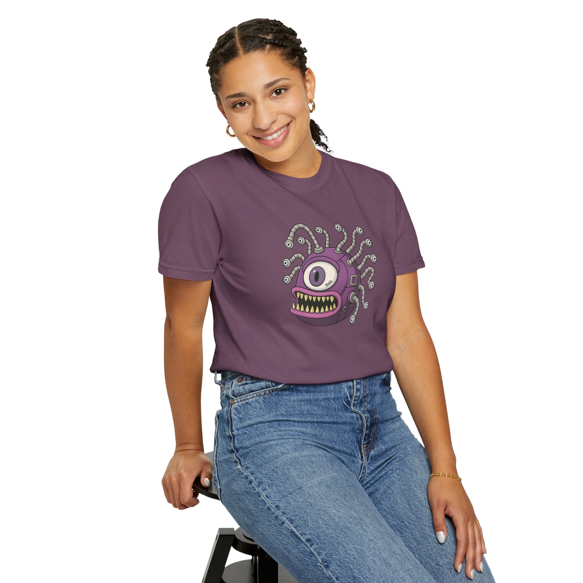 Retro Purple One-Eyed Creature Graphic Tee