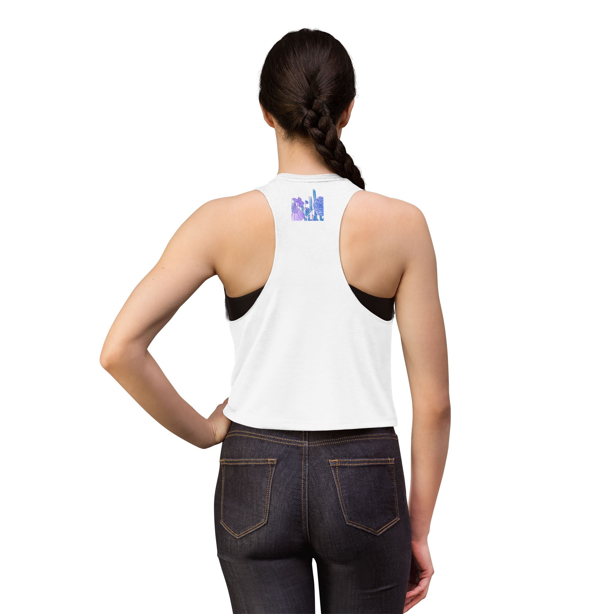 Floral Meadow Crop Top — Purple Botanical Graphic Women's Tank