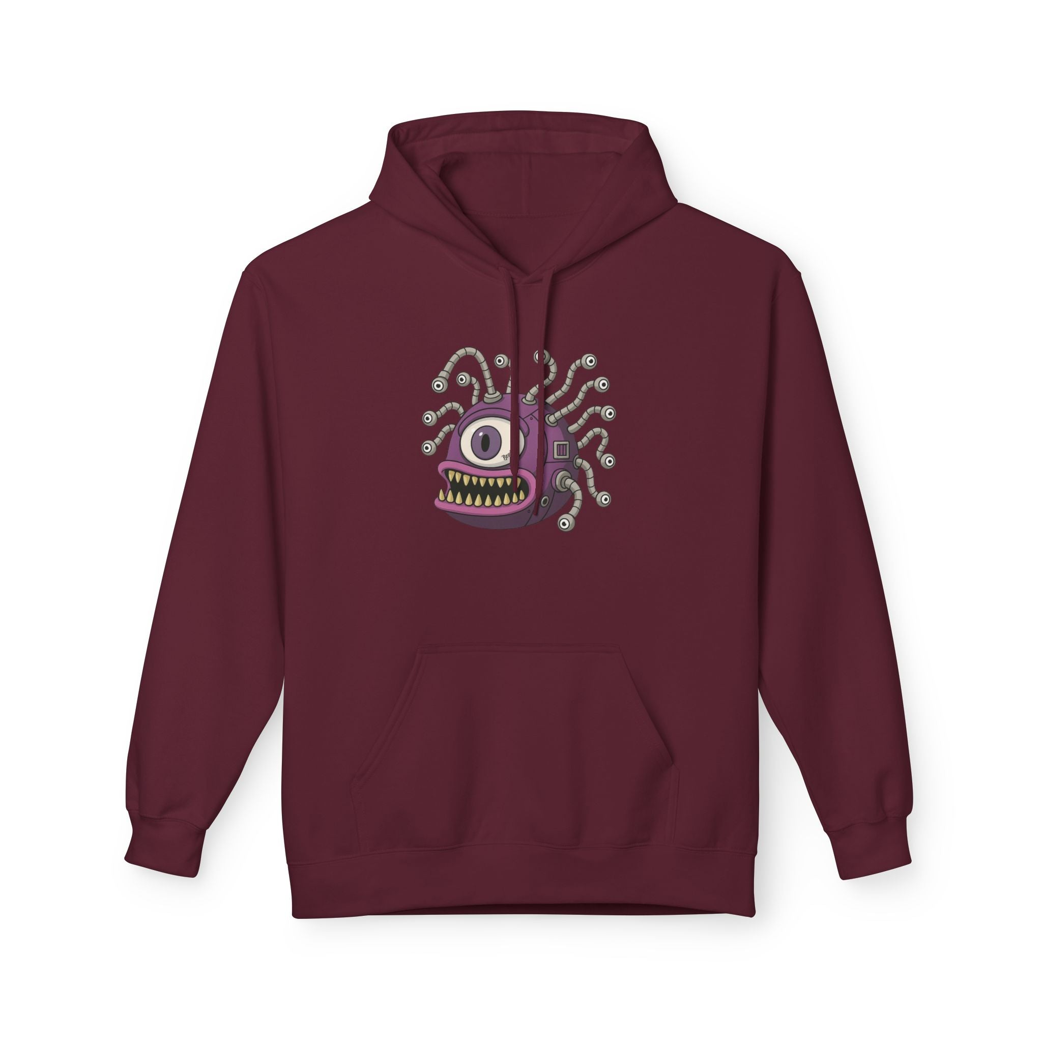 Beholder Monster Hoodie — Purple One-Eyed Creature Pullover