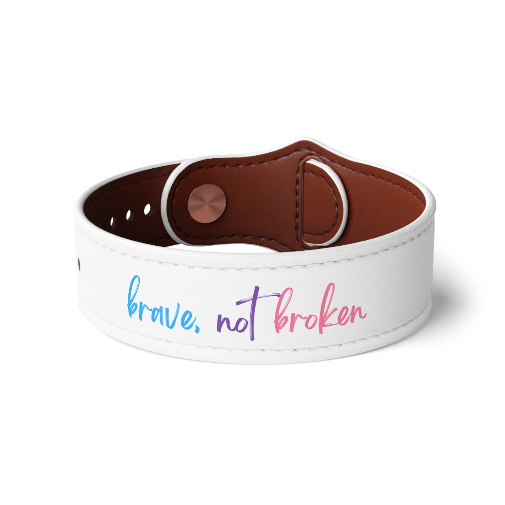 Grit with Grace Series "brave, not broken" Faux Leather Wristband