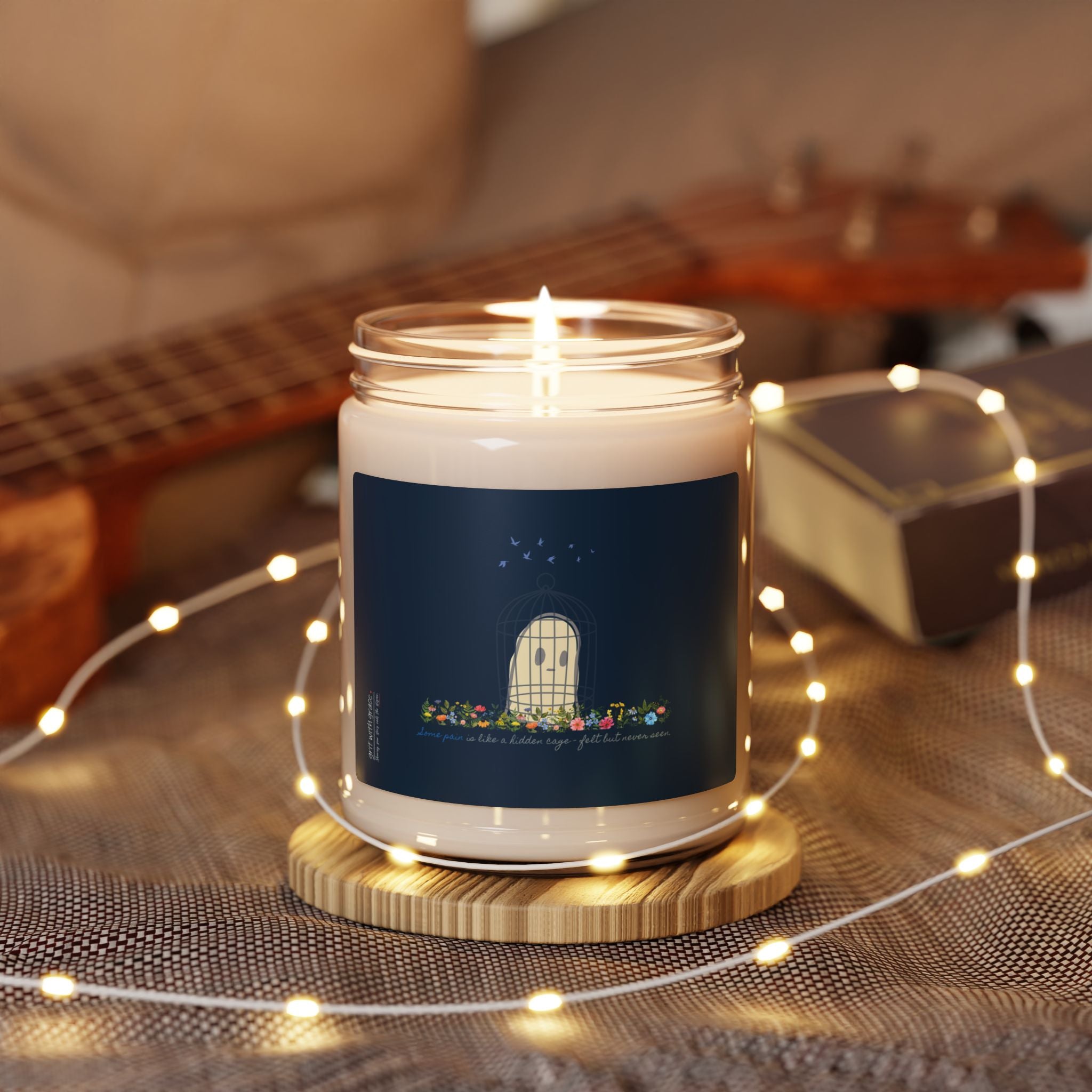 Invisible Ghost Series - "Some pain is like a hidden cage - felt but never seen." Scented Soy Candle, 9oz
