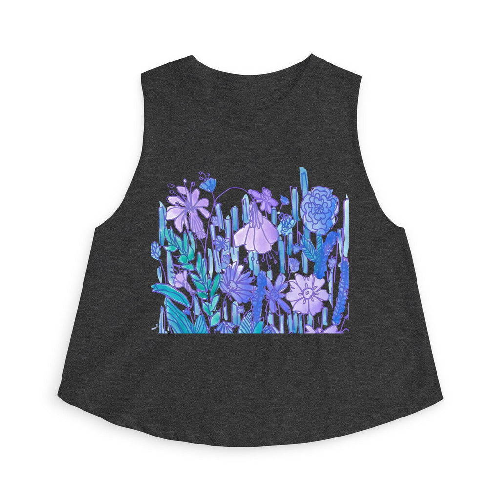 Floral Meadow Crop Top — Purple Botanical Graphic Women's Tank