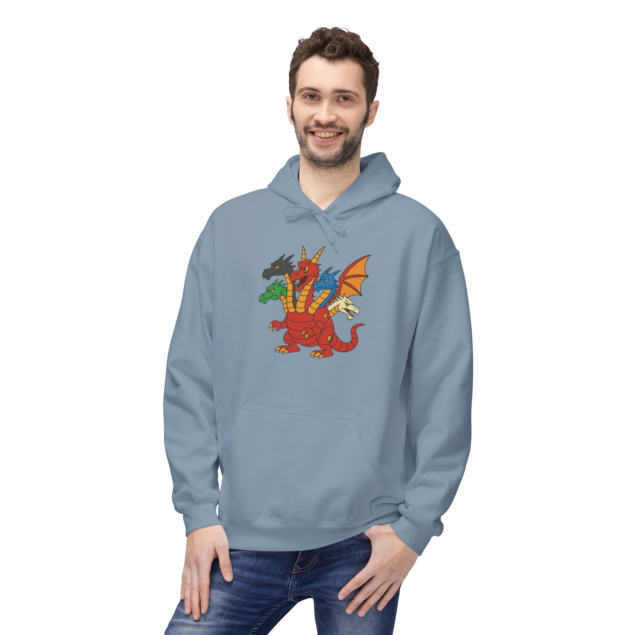Welsh Dragon Crest Hoodie — Tri-Dragon Wales Emblem Sweatshirt