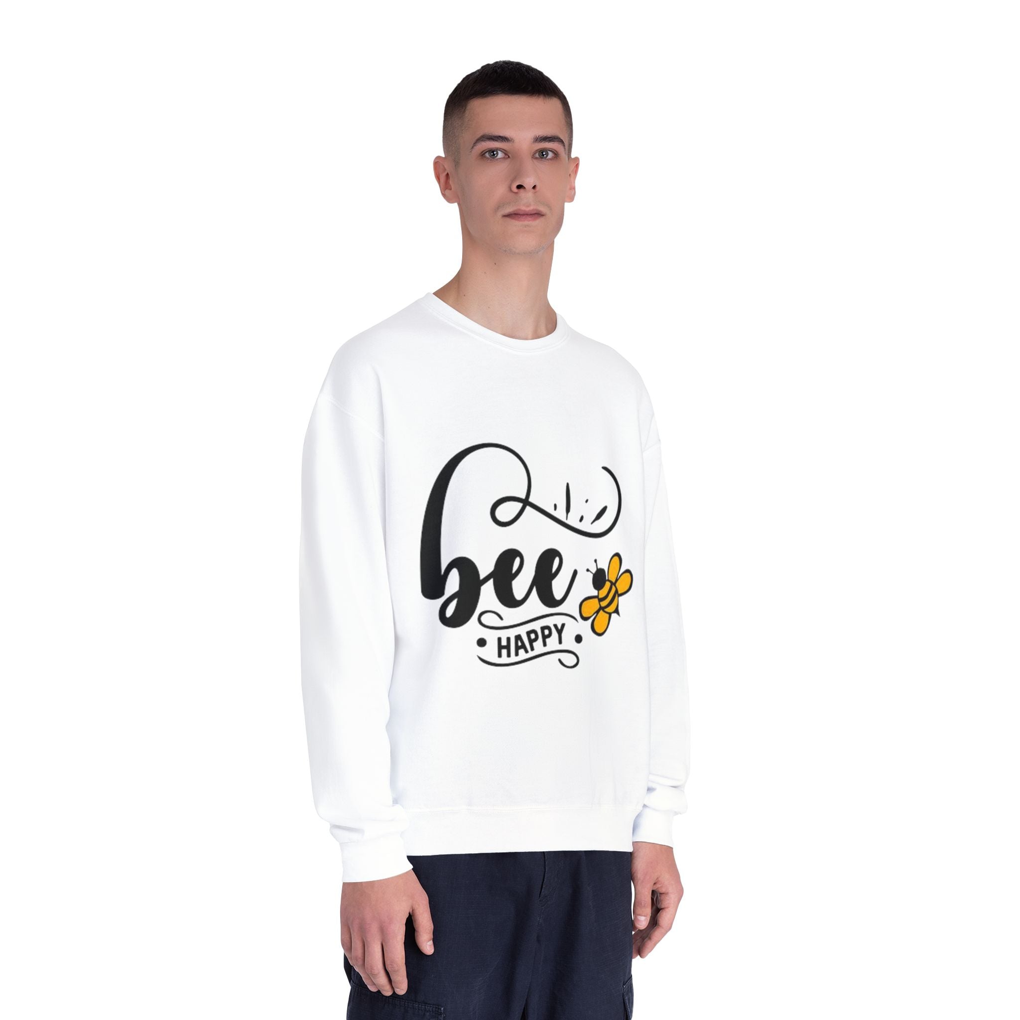 Bee Happy Series - "Bee Happy." Unisex NuBlend Crewneck Sweatshirt