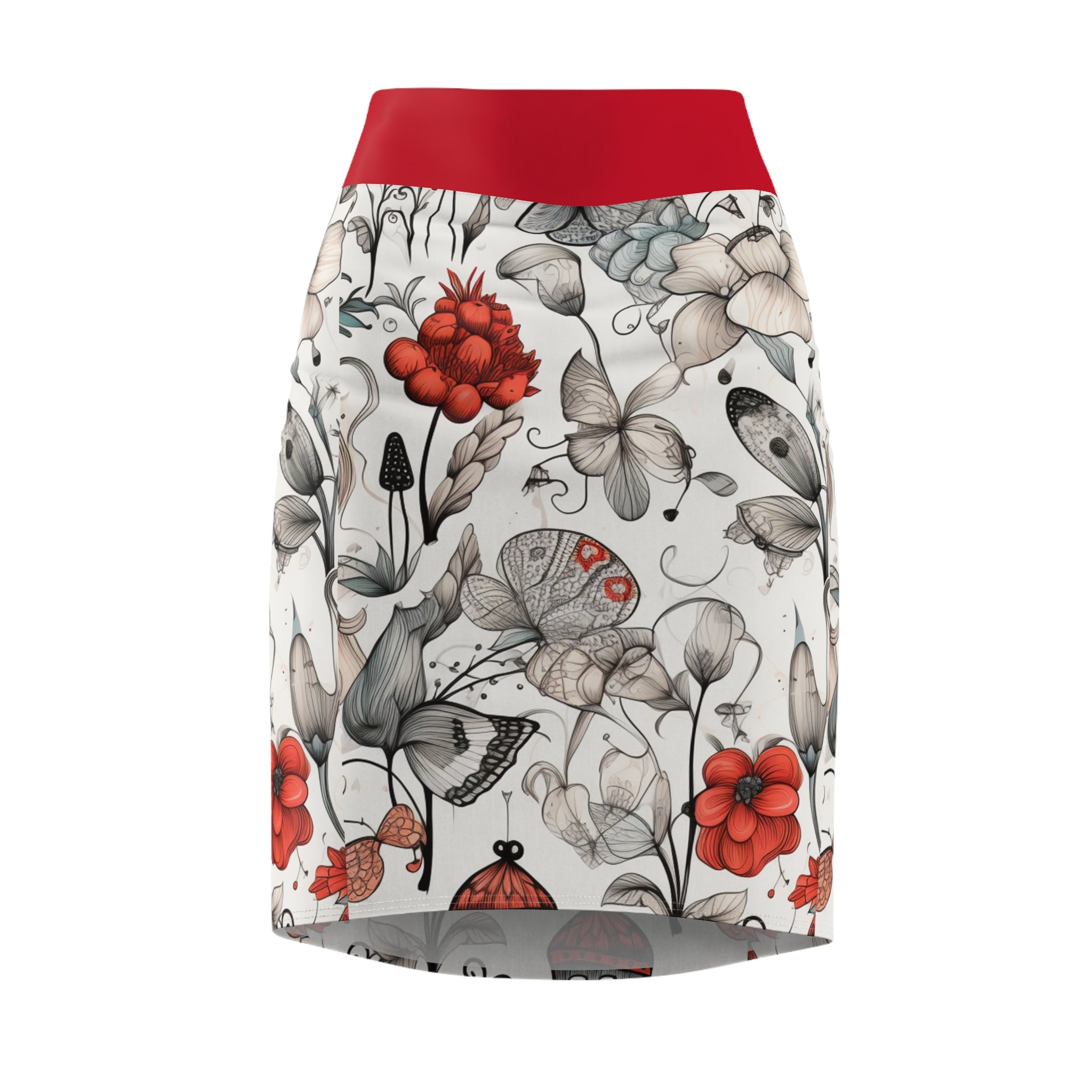 Grit with Grace Floral Butterfly Pencil Skirt