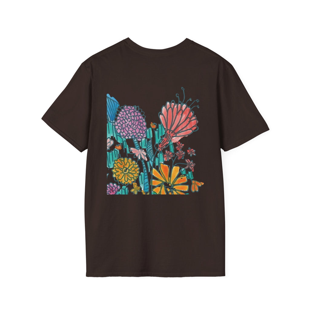 Floral Meadow T‑Shirt — Colorful Hand‑Drawn Wildflower Graphic