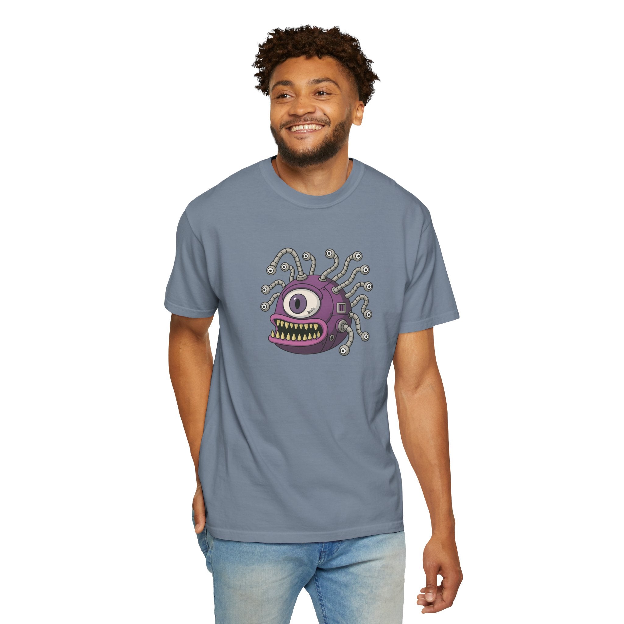 Retro Purple One-Eyed Creature Graphic Tee