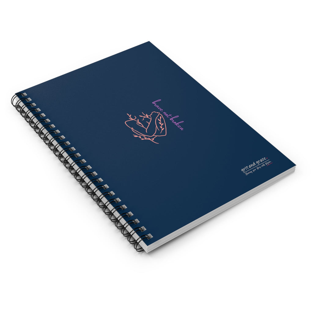 Mental Health Matters - "brave not broken" Spiral Notebook - Ruled Line