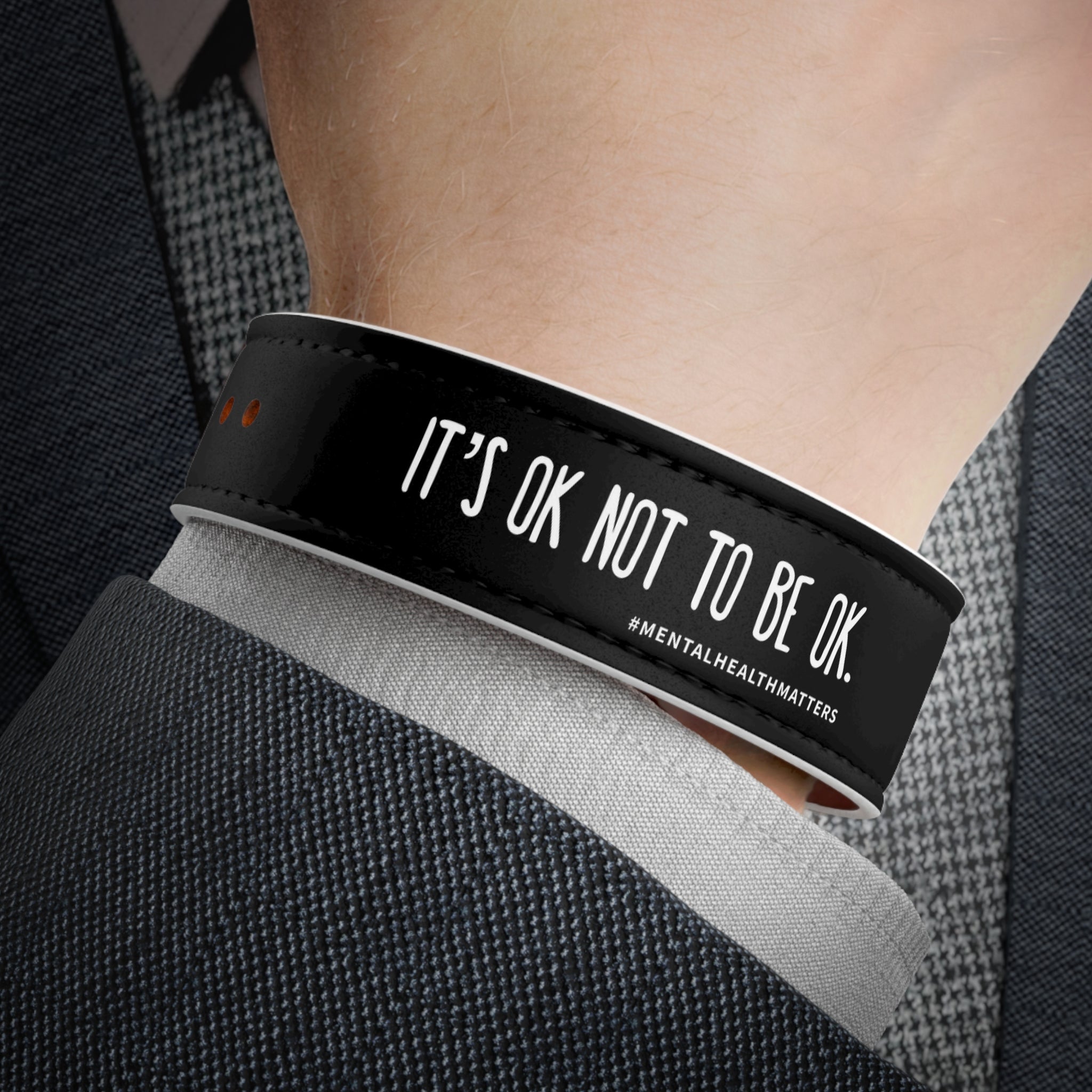 Grit with Grace- "It's OK Not To Be OK. #mentalhealthmatters" Faux Leather Wristband