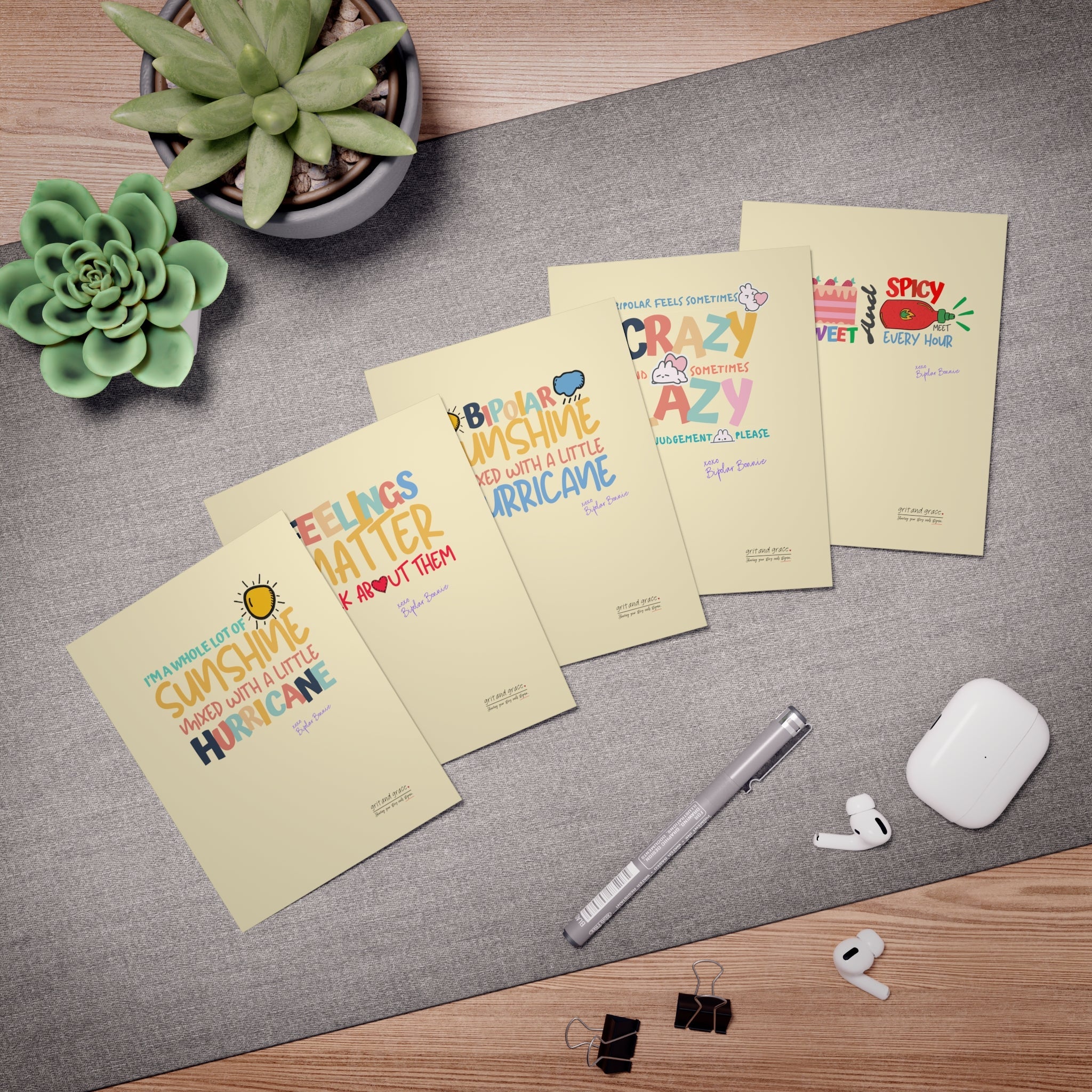 Bipolar Bonnie Series - Multi-Design Greeting Cards (5-Pack)