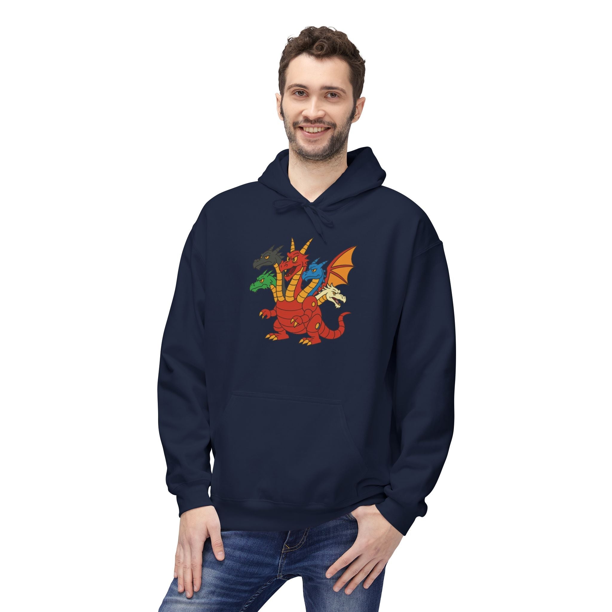 Welsh Dragon Crest Hoodie — Tri-Dragon Wales Emblem Sweatshirt