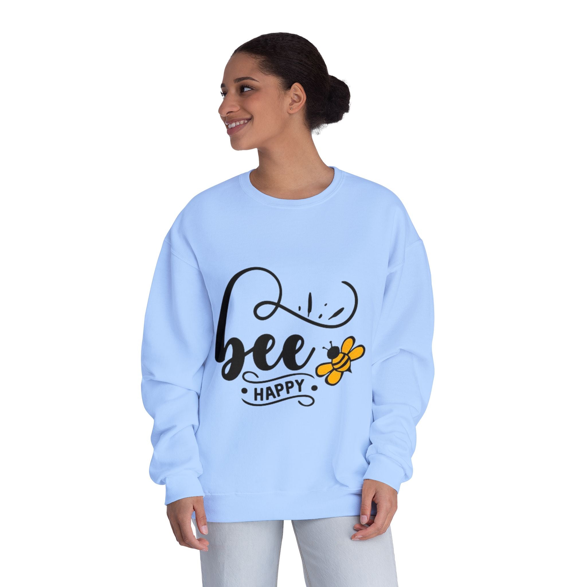 Bee Happy Series - "Bee Happy." Unisex NuBlend Crewneck Sweatshirt