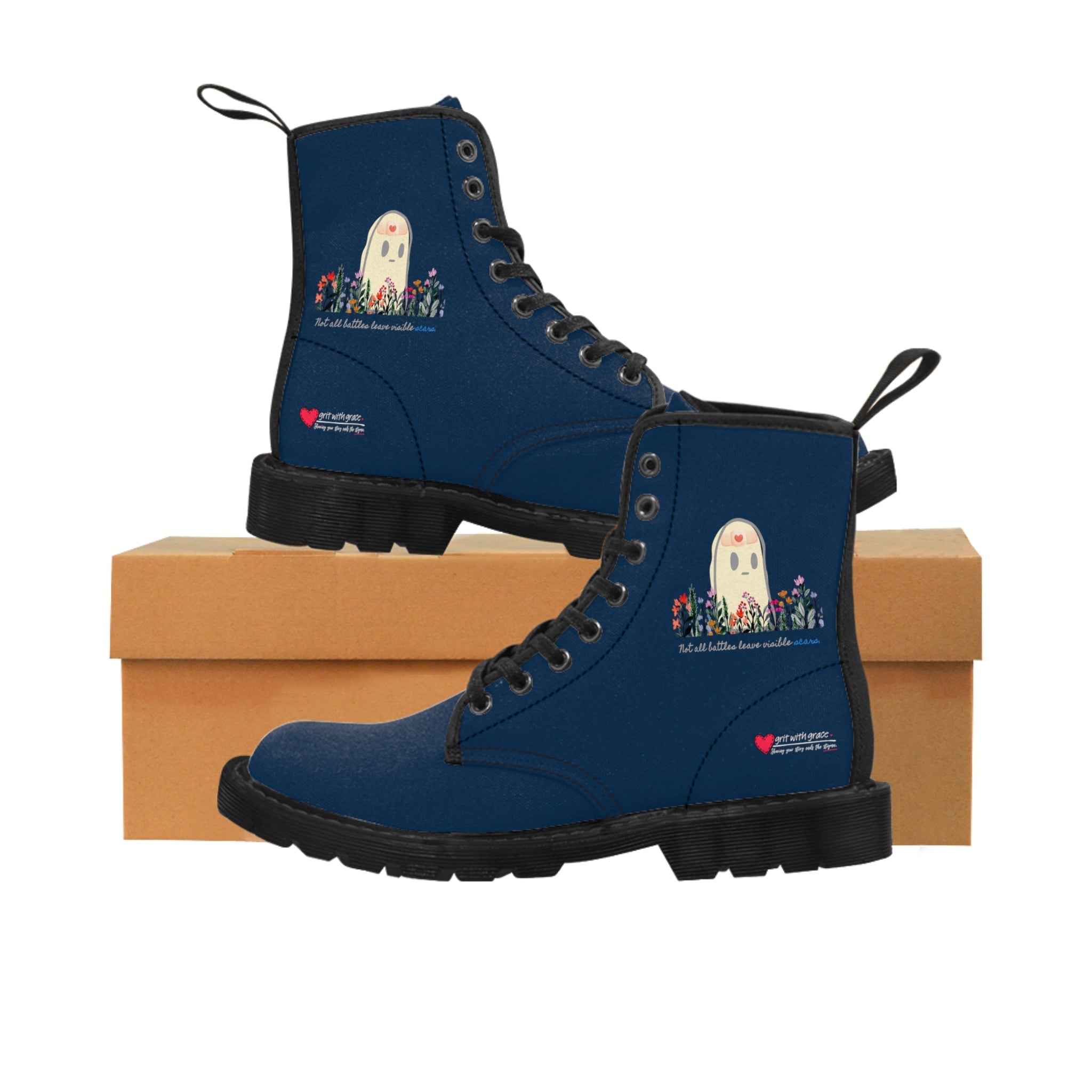 Invisible Ghost Series - "Not all battles leave visible scars."  Canvas Boots