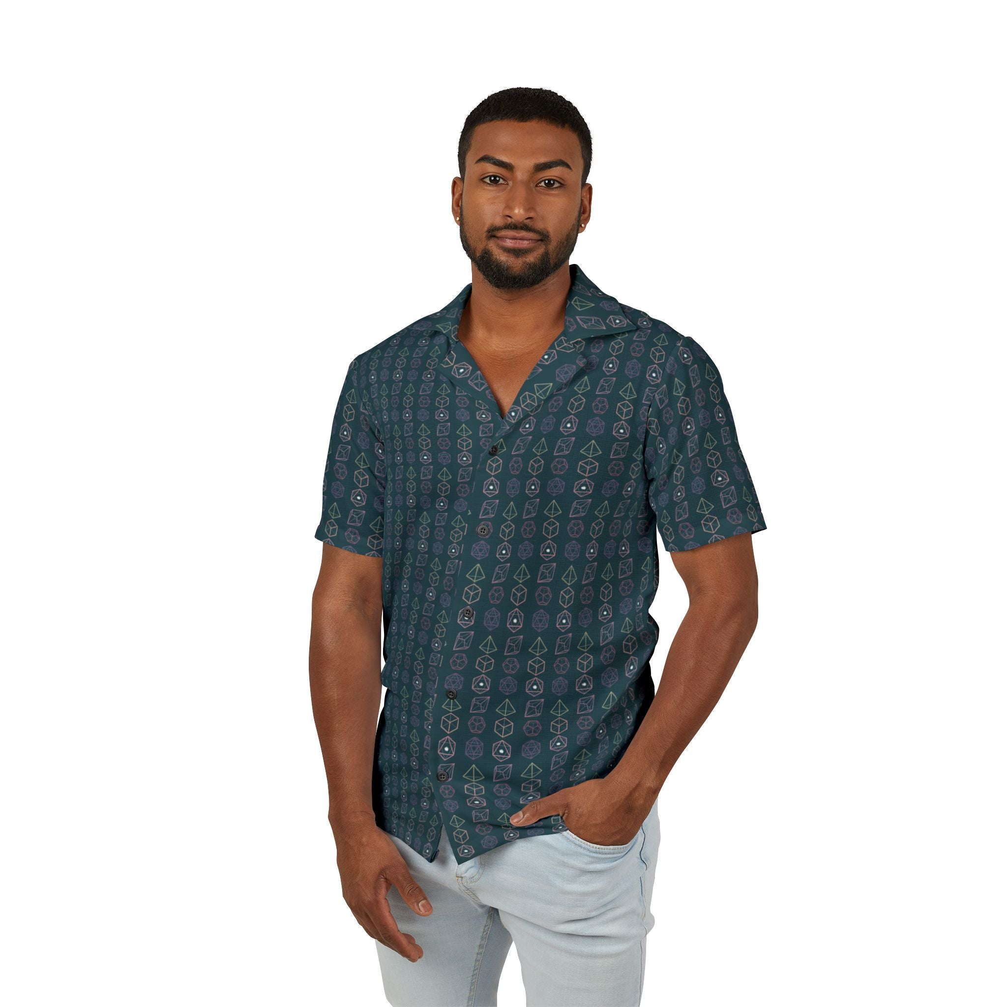 Men's Ode to D & D Dice Game Camp Shirt — Casual Button-Up
