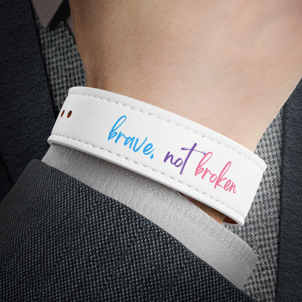 Grit with Grace Series "brave, not broken" Faux Leather Wristband