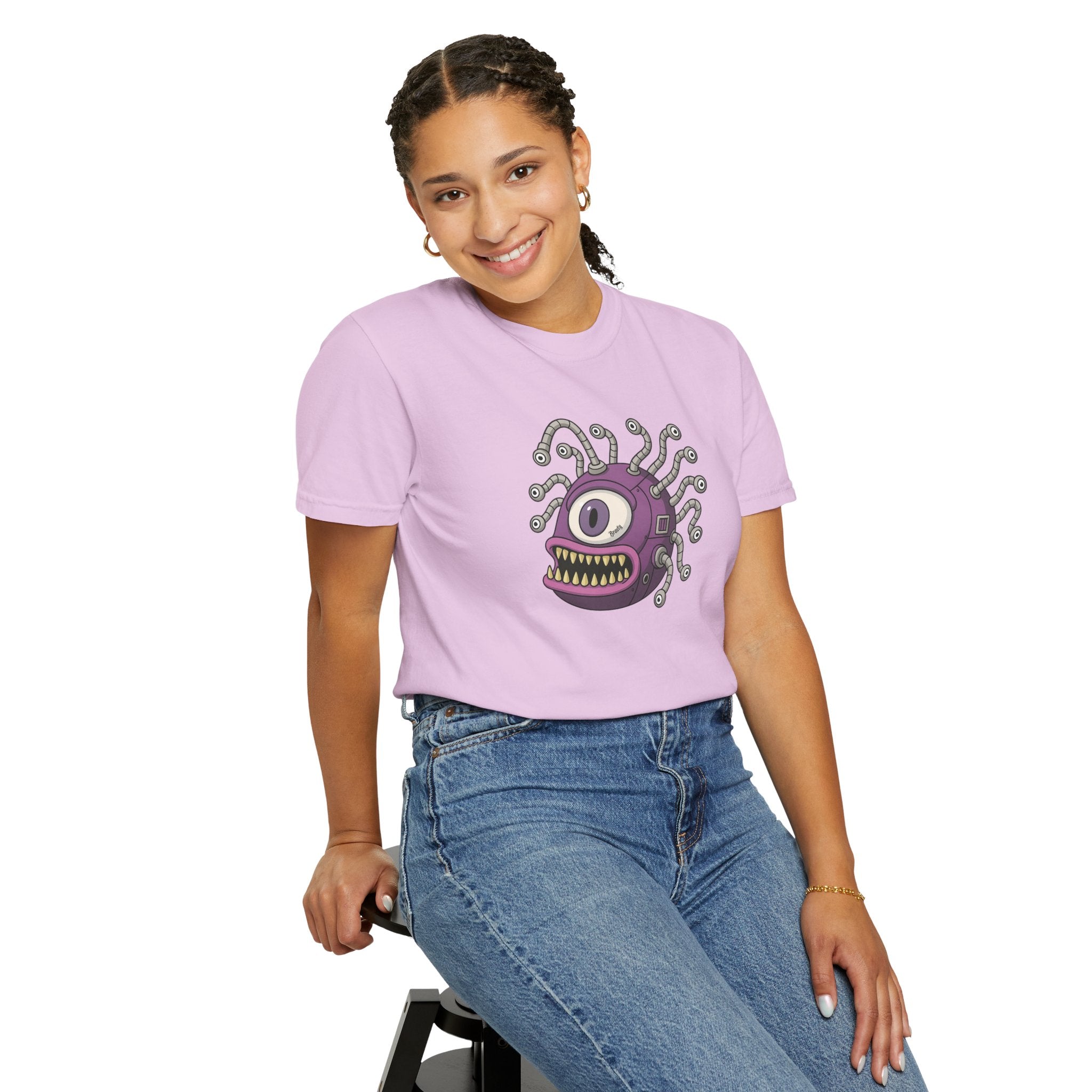Retro Purple One-Eyed Creature Graphic Tee
