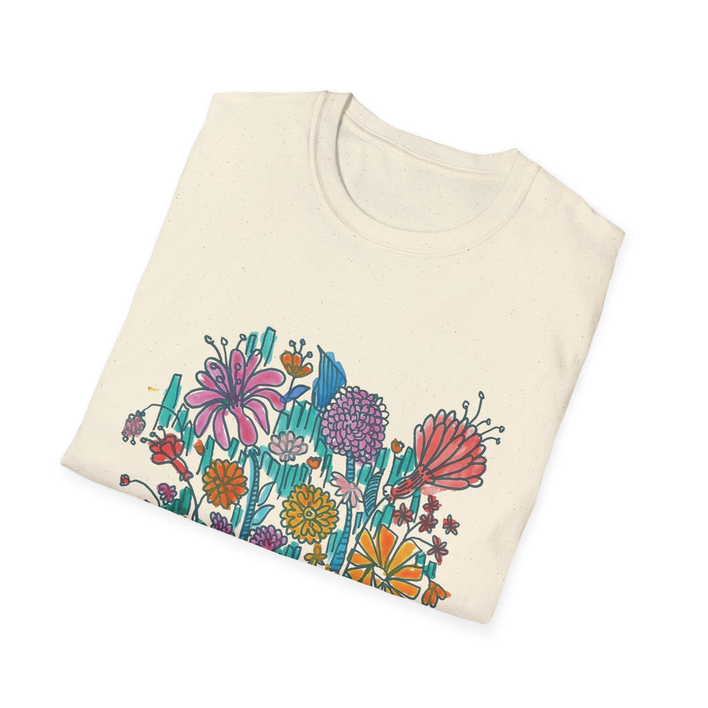 Floral Meadow T‑Shirt — Colorful Hand‑Drawn Wildflower Graphic