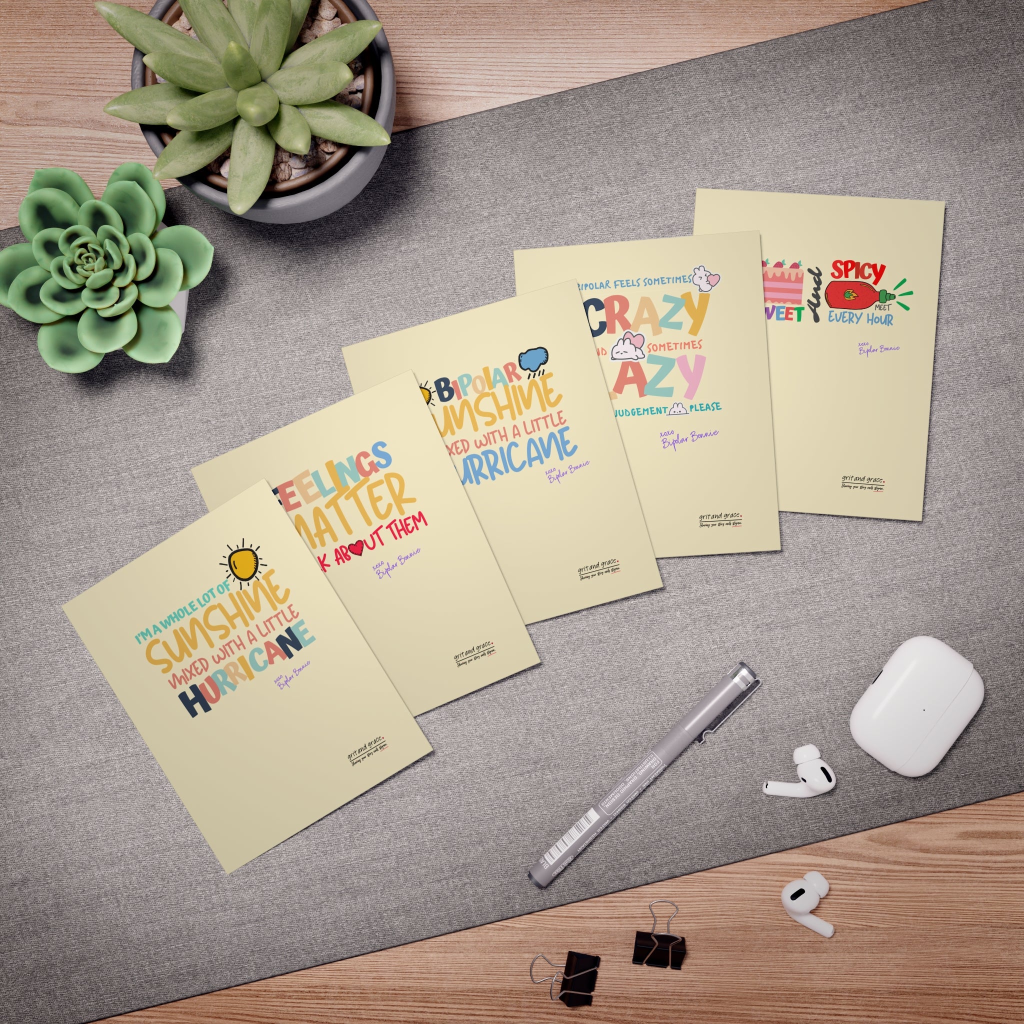 Bipolar Bonnie Series - Multi-Design Greeting Cards (5-Pack)