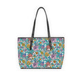 Floral Garden PU Leather Shoulder Tote — Colorful Wildflower Print
