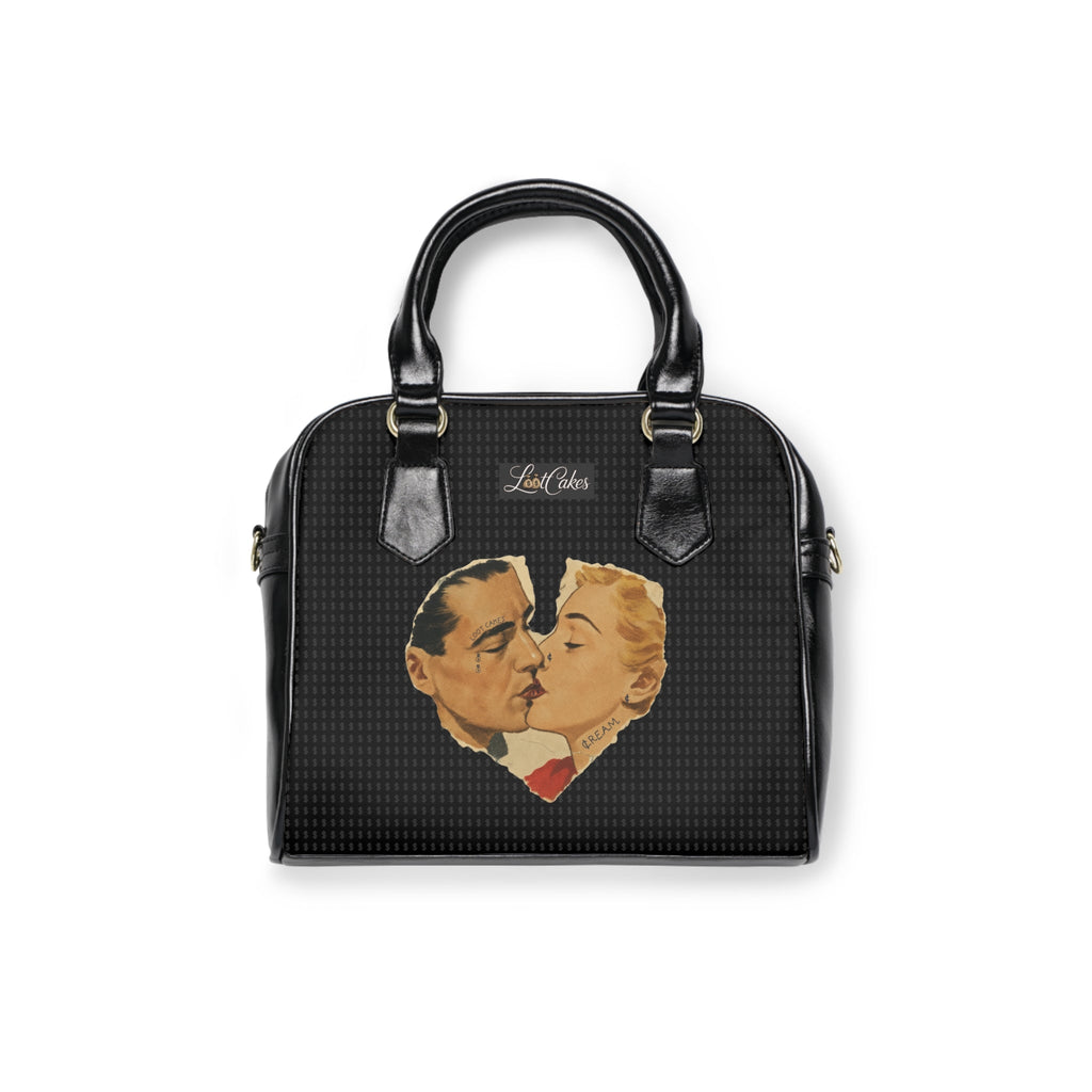 Vintage Romance Shoulder Handbag – Retro Kissing Couple Heart Design