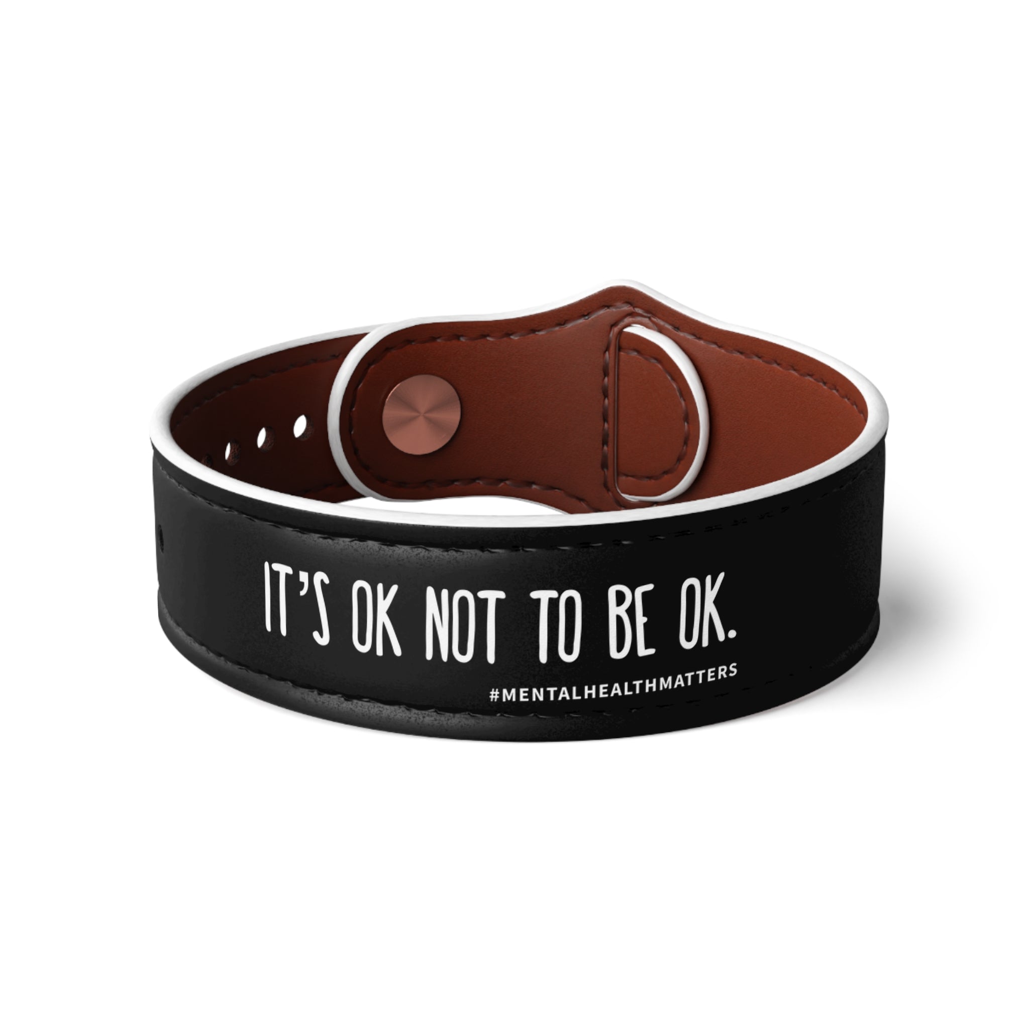Grit with Grace- "It's OK Not To Be OK. #mentalhealthmatters" Faux Leather Wristband