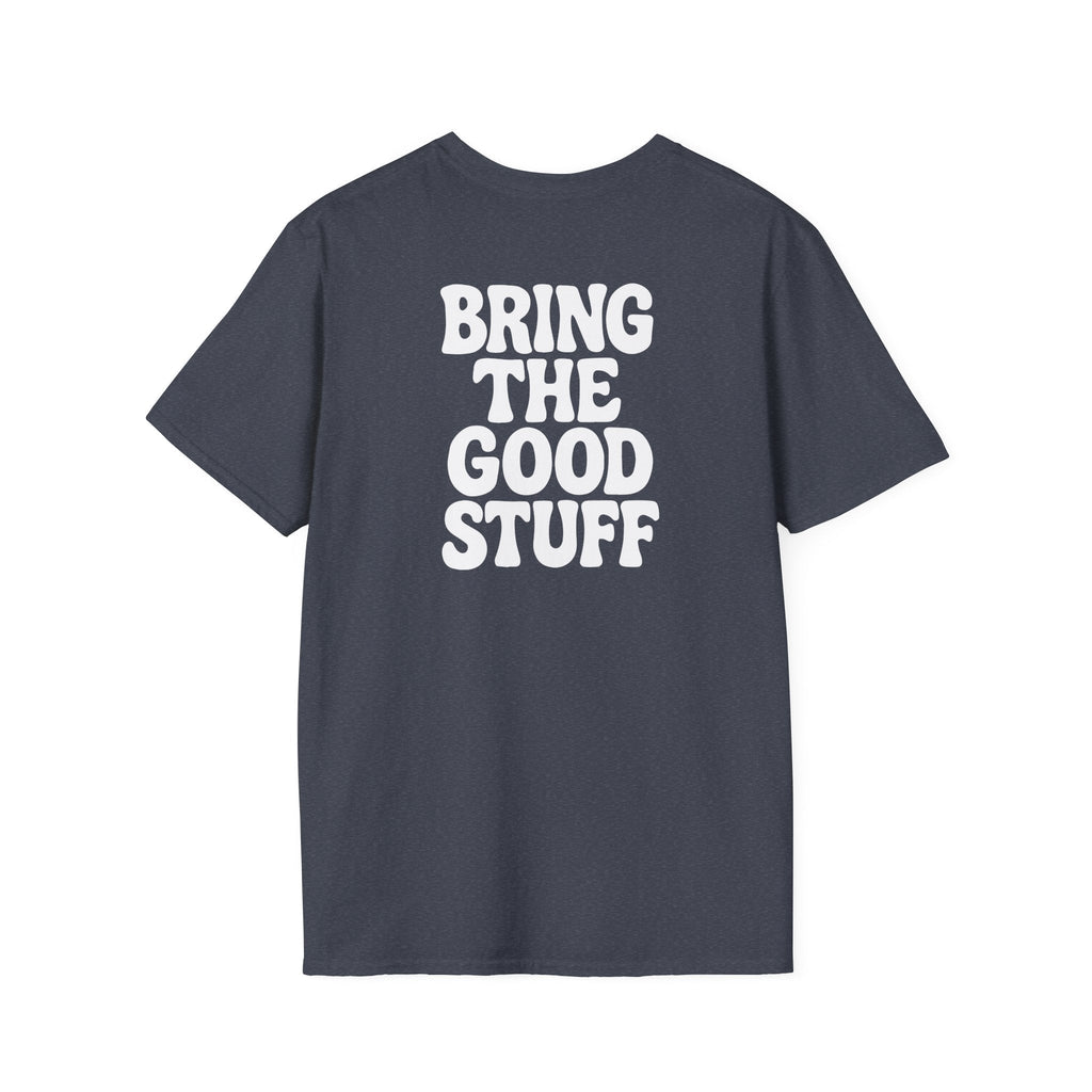 Whiskey Glass T-Shirt — 'Bring The Good Stuff' Retro Cocktail Tee