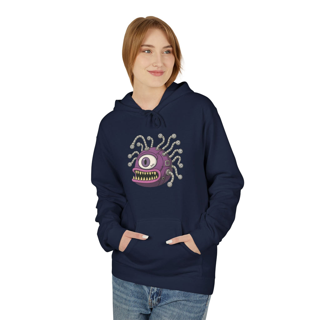 Beholder Monster Hoodie — Purple One-Eyed Creature Pullover