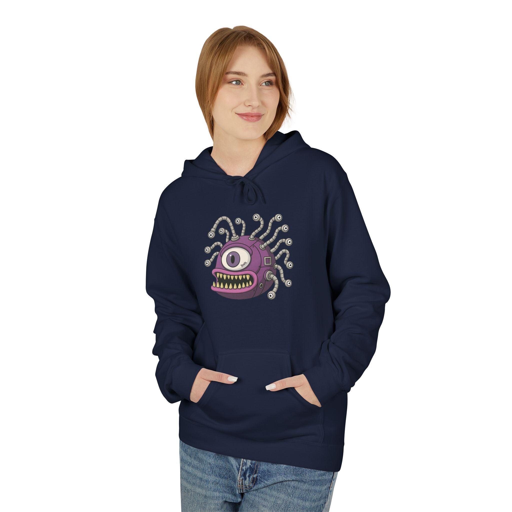 Beholder Monster Hoodie — Purple One-Eyed Creature Pullover