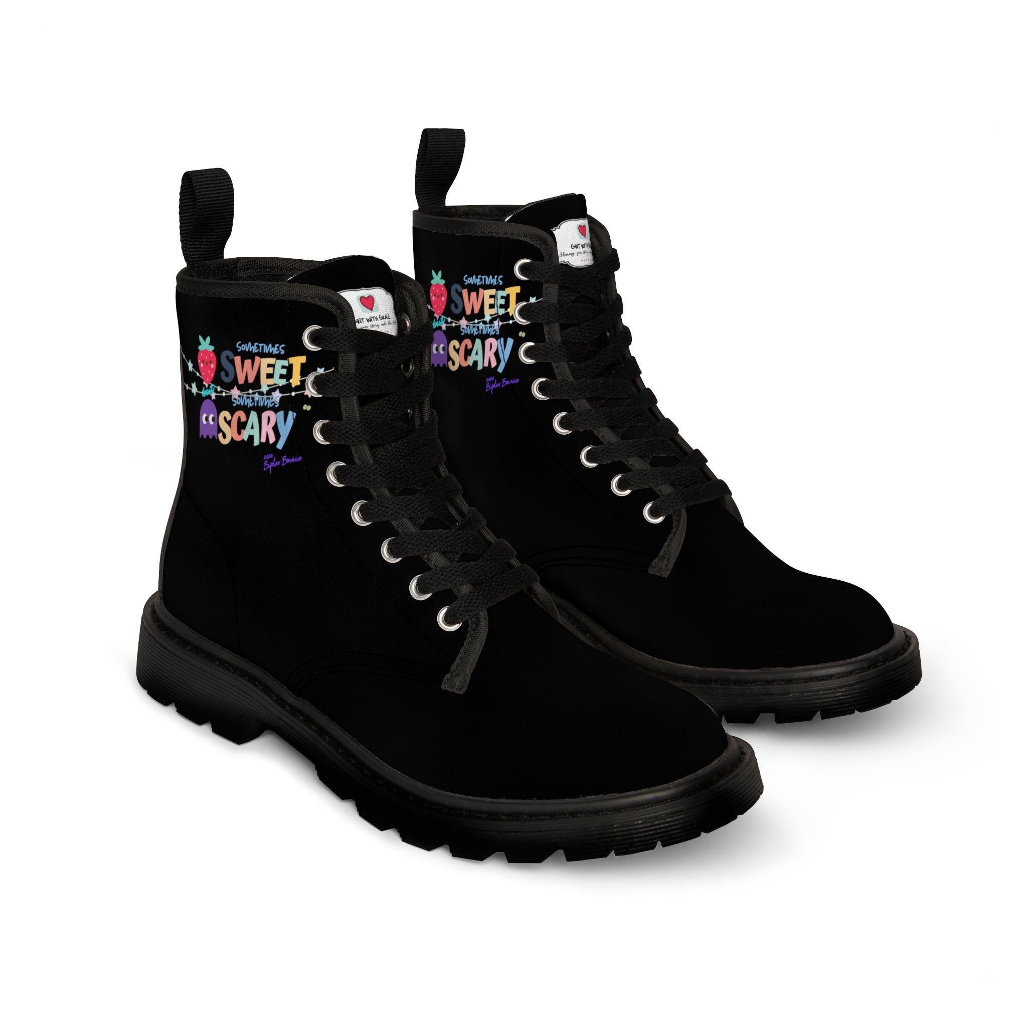 Bipolar Bonnie 'Sweet But Sometimes Scary' Combat Boots
