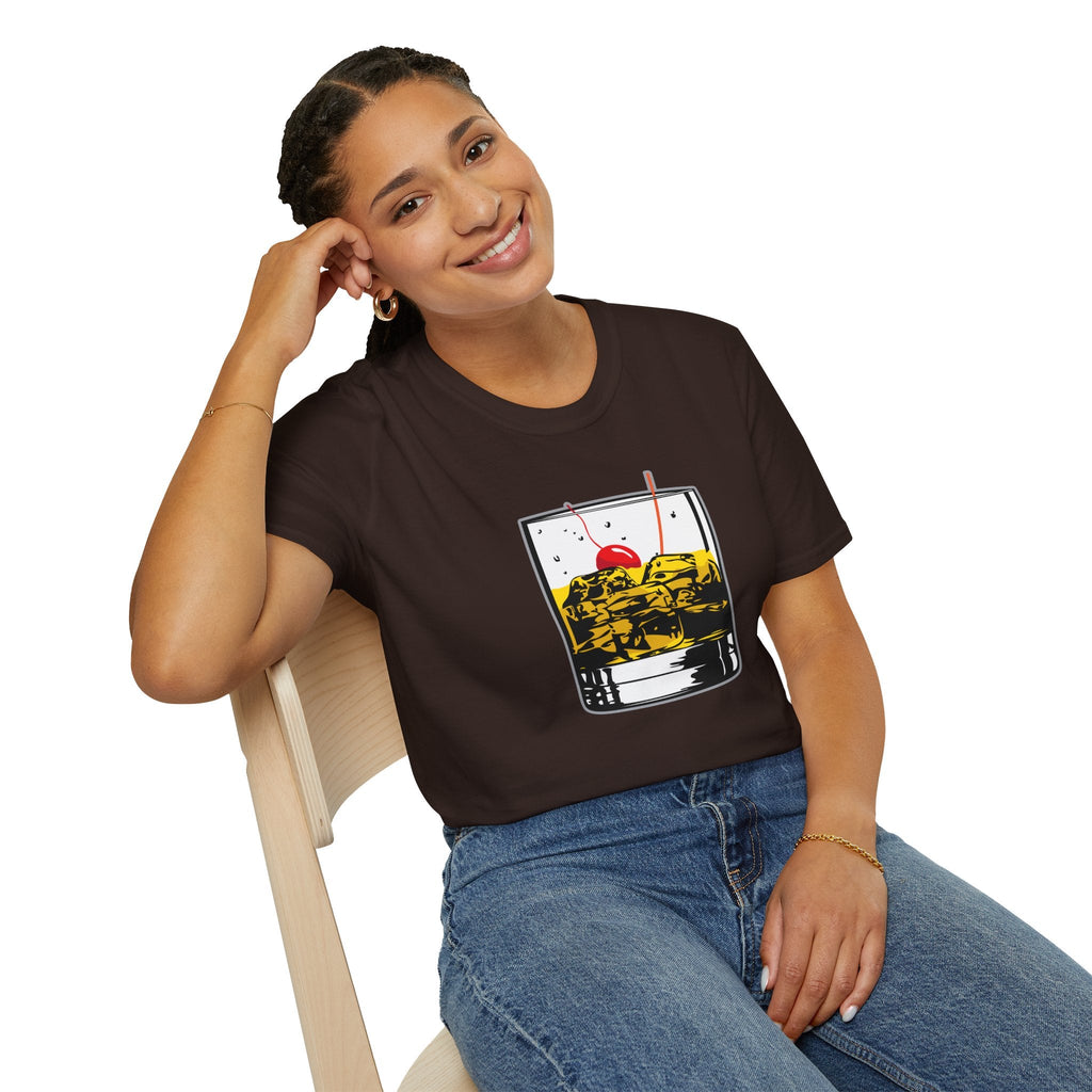 Whiskey Glass T-Shirt — 'Bring The Good Stuff' Retro Cocktail Tee