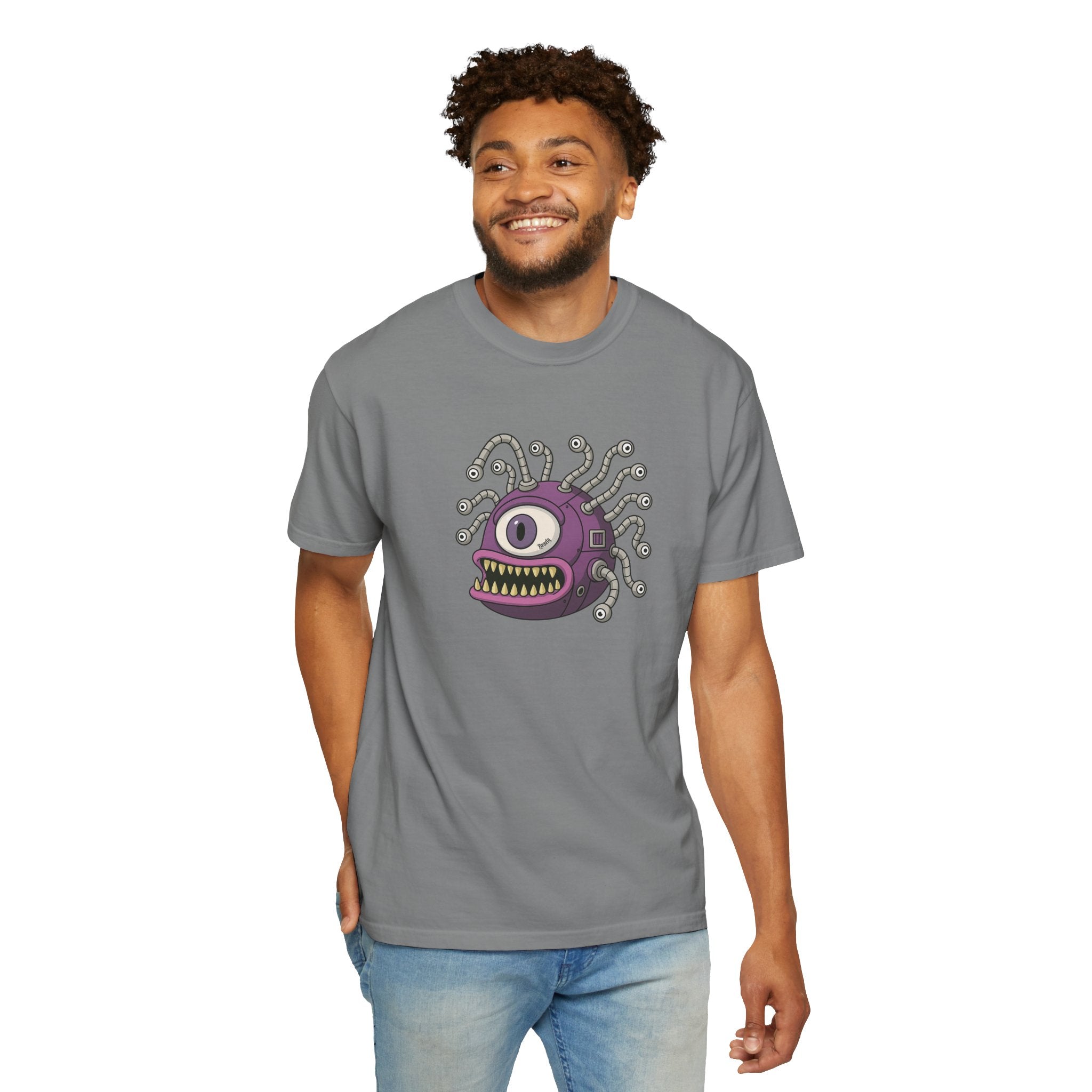 Retro Purple One-Eyed Creature Graphic Tee