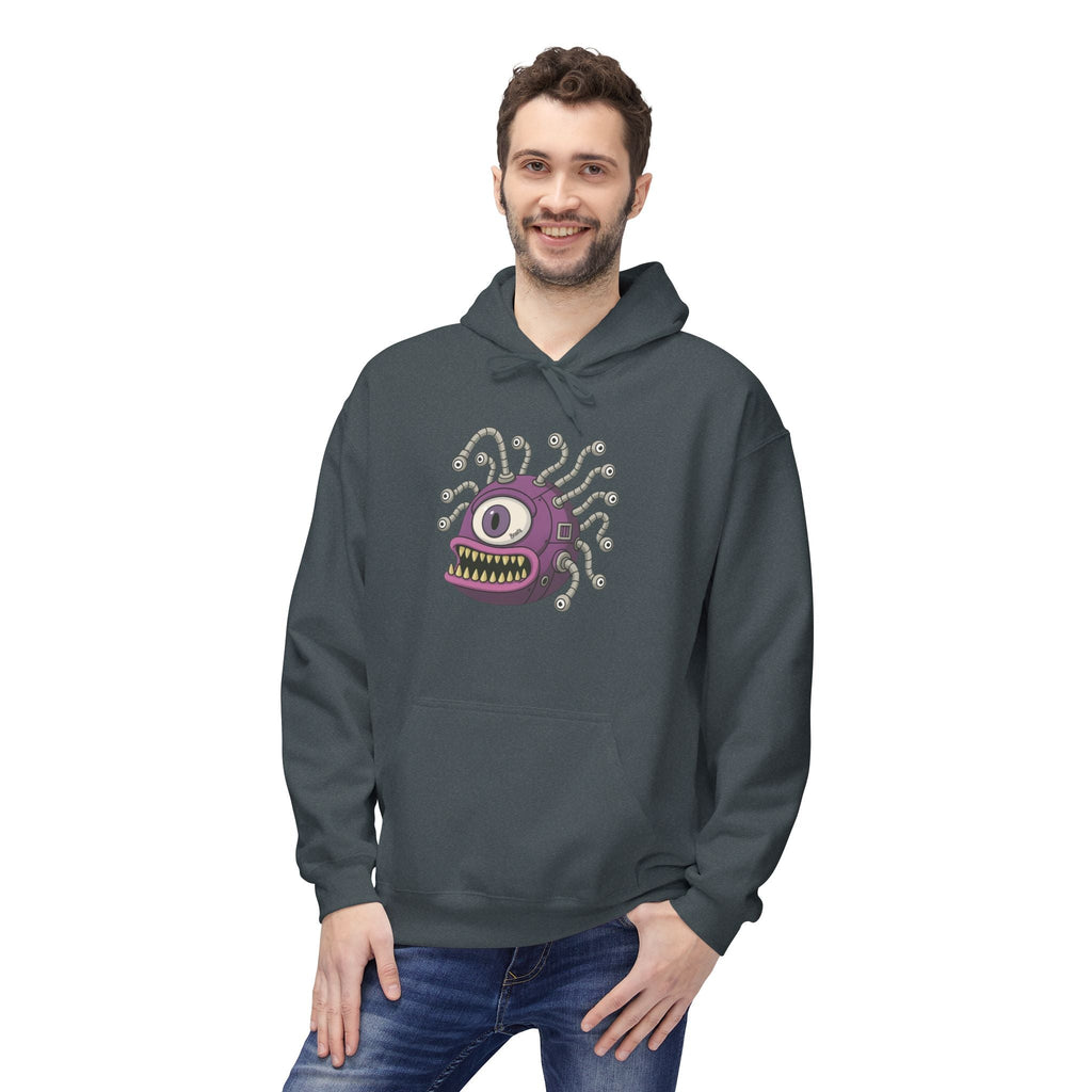 Beholder Monster Hoodie — Purple One-Eyed Creature Pullover