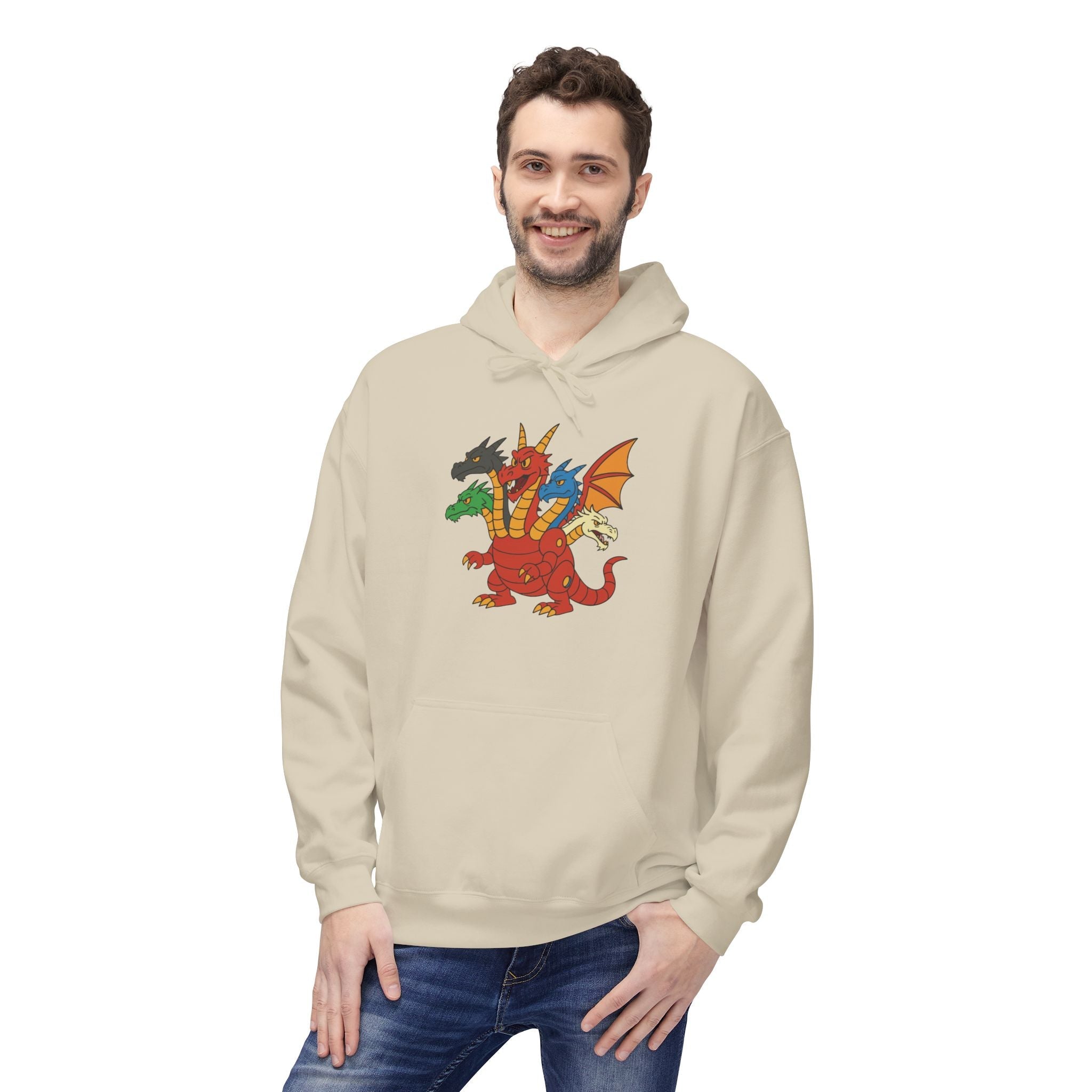 Welsh Dragon Crest Hoodie — Tri-Dragon Wales Emblem Sweatshirt