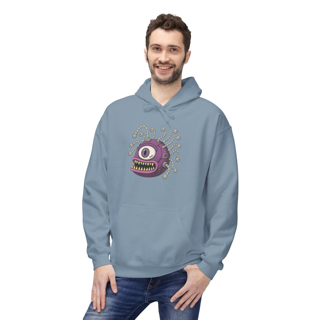 Beholder Monster Hoodie — Purple One-Eyed Creature Pullover