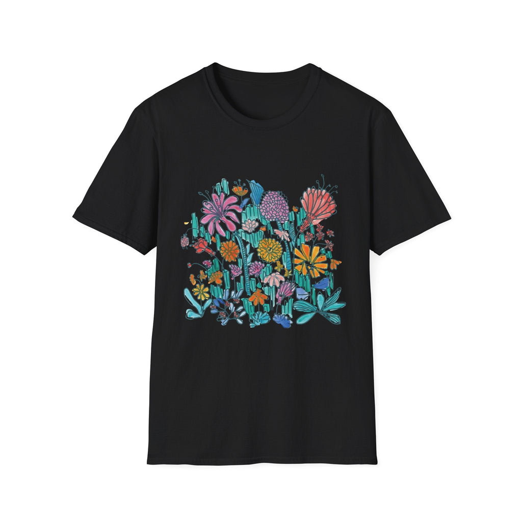 Floral Meadow T‑Shirt — Colorful Hand‑Drawn Wildflower Graphic