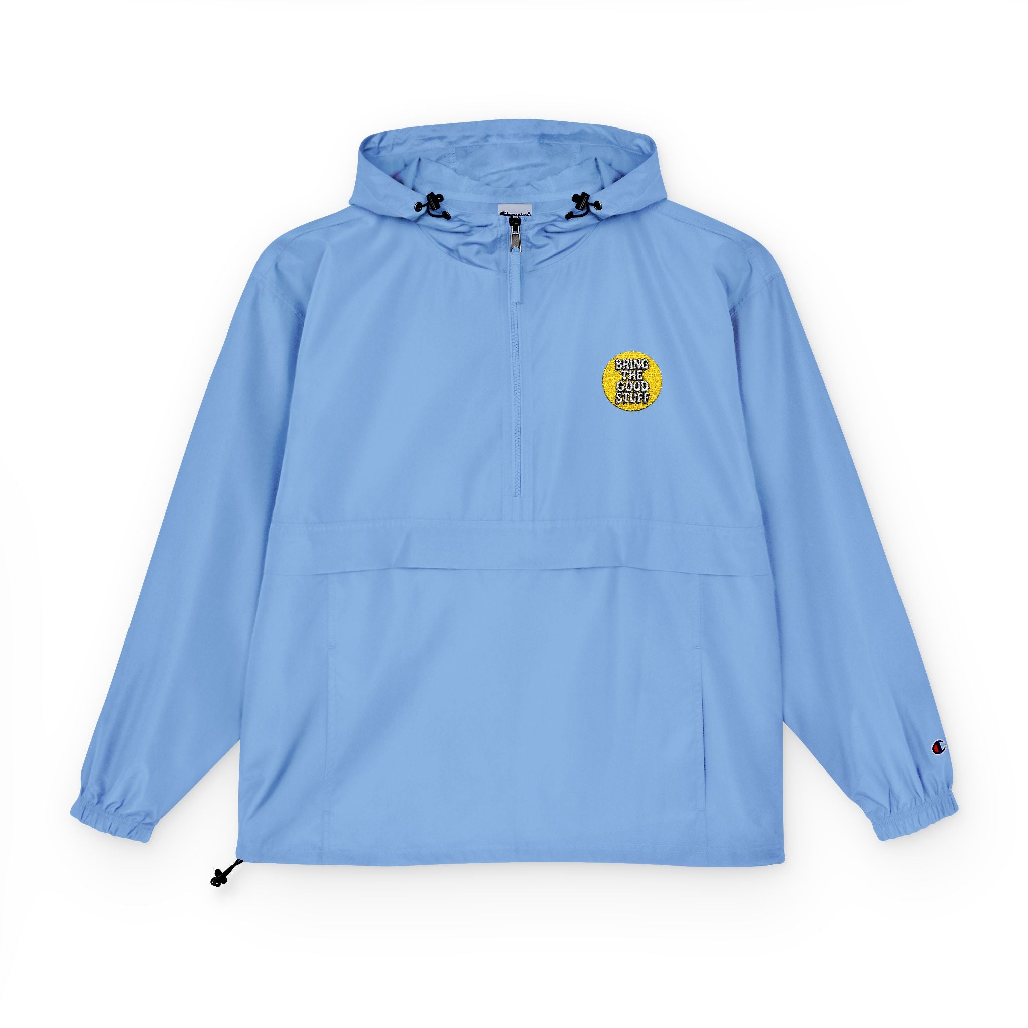 Bring The Good Stuff Light Blue Packable Anorak