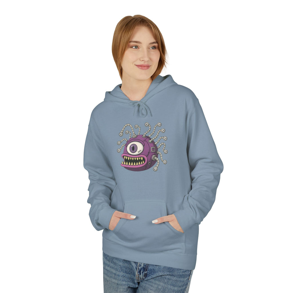 Beholder Monster Hoodie — Purple One-Eyed Creature Pullover
