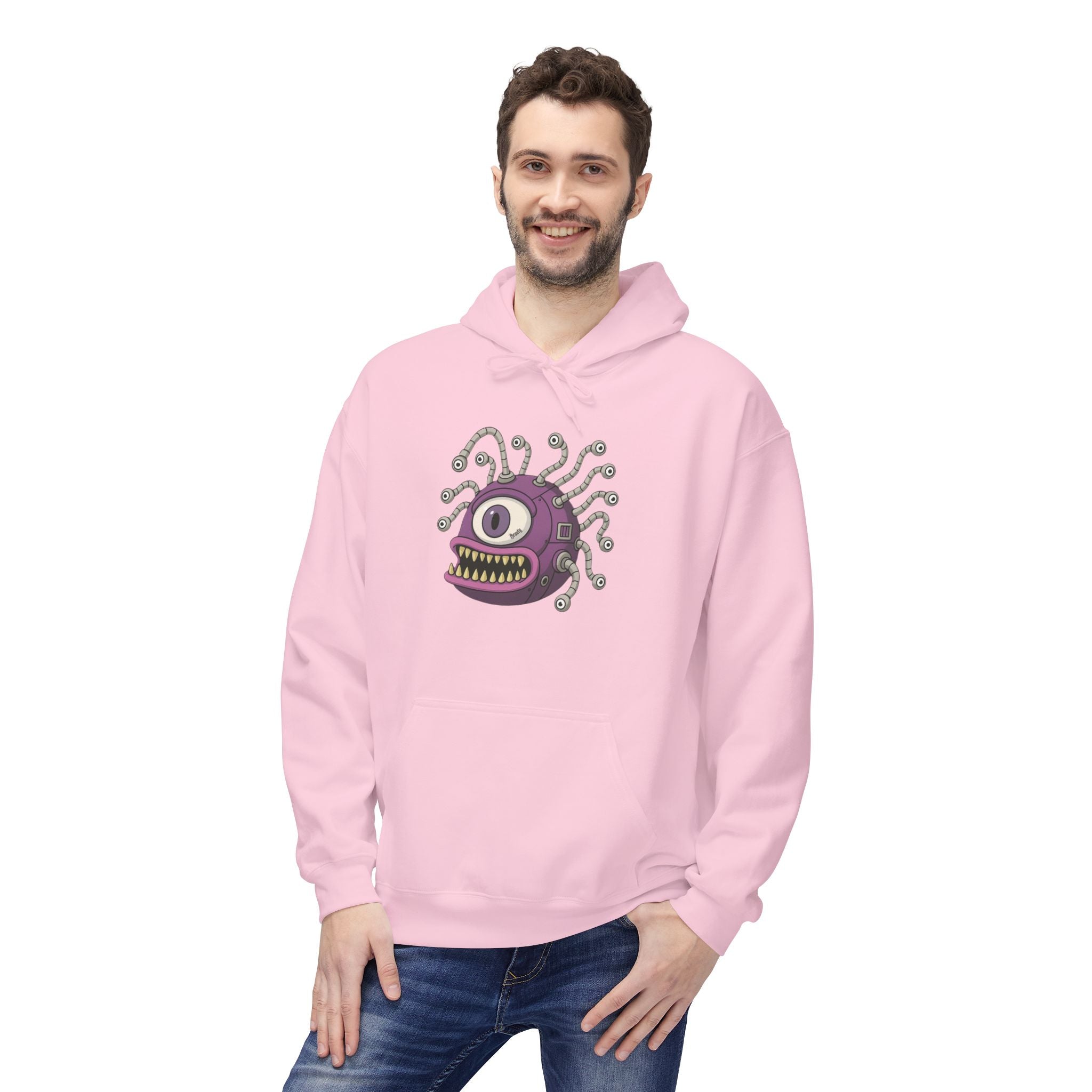 Beholder Monster Hoodie — Purple One-Eyed Creature Pullover