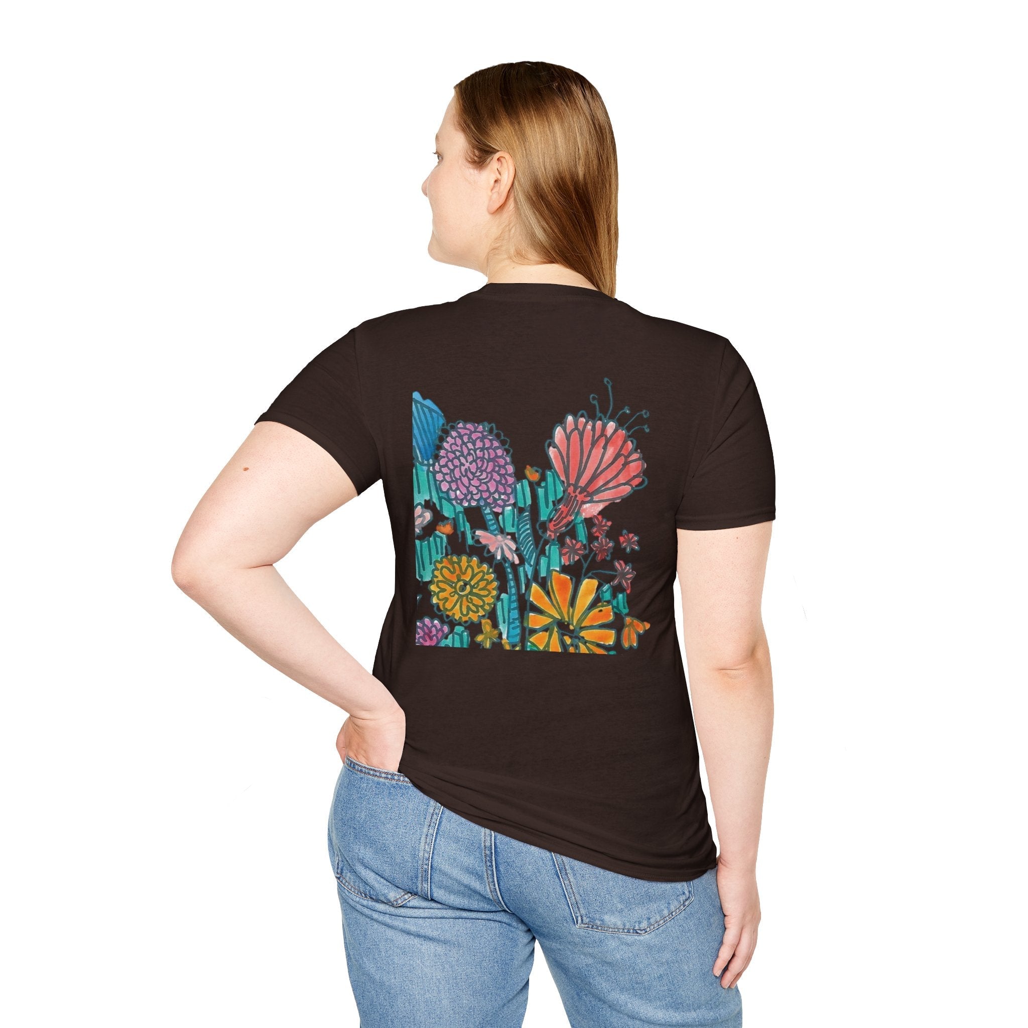 Floral Meadow T‑Shirt — Colorful Hand‑Drawn Wildflower Graphic