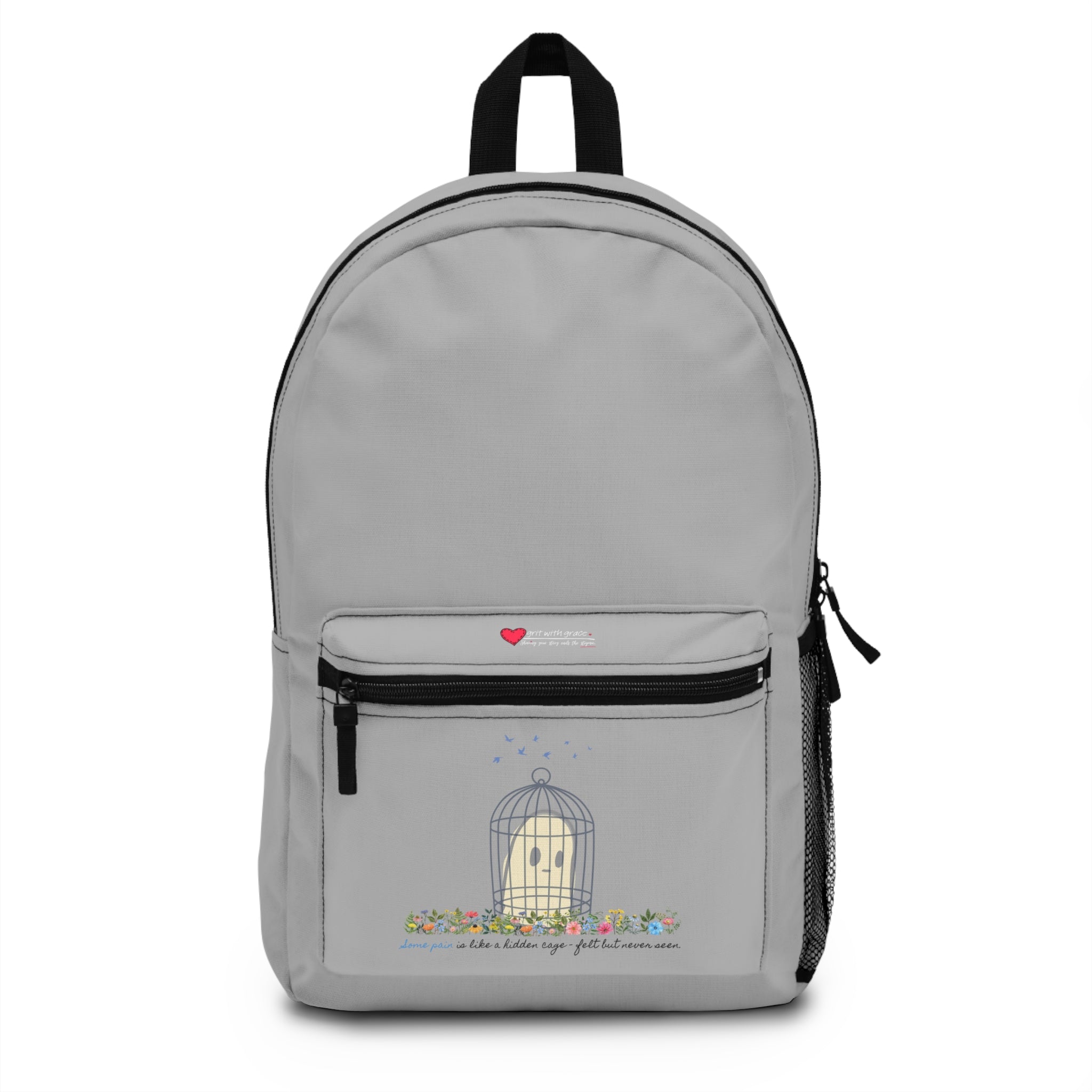 Backpack — "Be a Little Brave" Birdcage Floral School Backpack