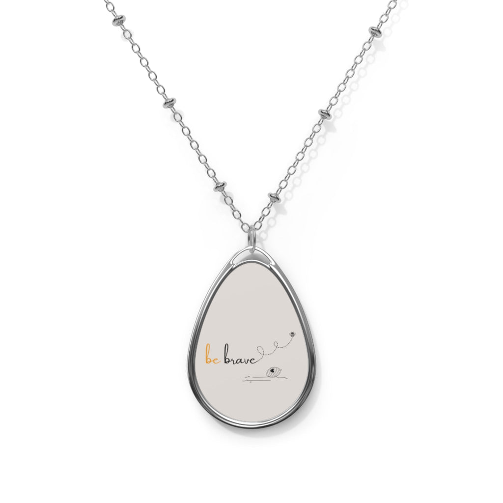 Bravery Inspiring Bee Happy Oval Pendant Necklace