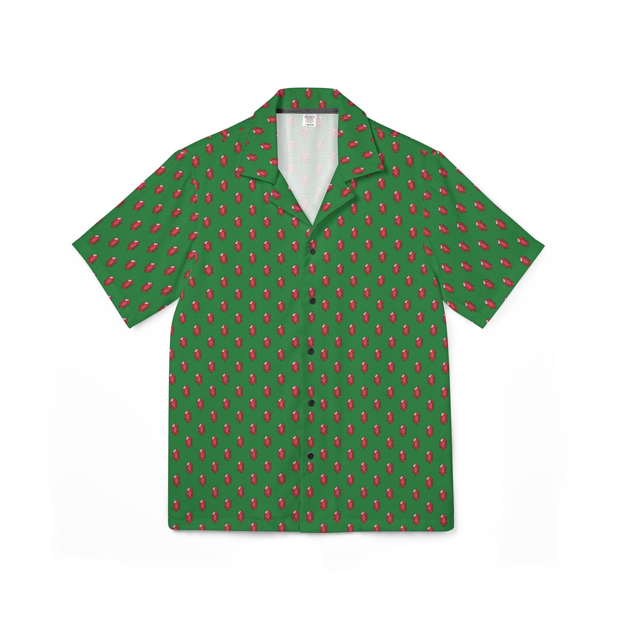 Men's Green with Ruby Gems Hawaiian Camp Shirt