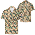 Cool Dad Collection: Mens Yellow Floral Short Sleeve Button Down Shirt with Cuban Collar